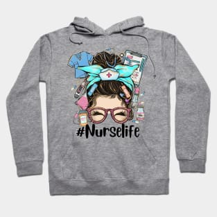 Nurse Life Messy Bun Hair Hoodie